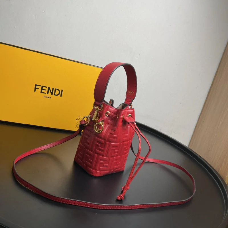 Ladies Fendi handbags with a detachable wallet insert for added convenienceFendi Mon Tresor Red Mini Bag For Woman 18cm/7in