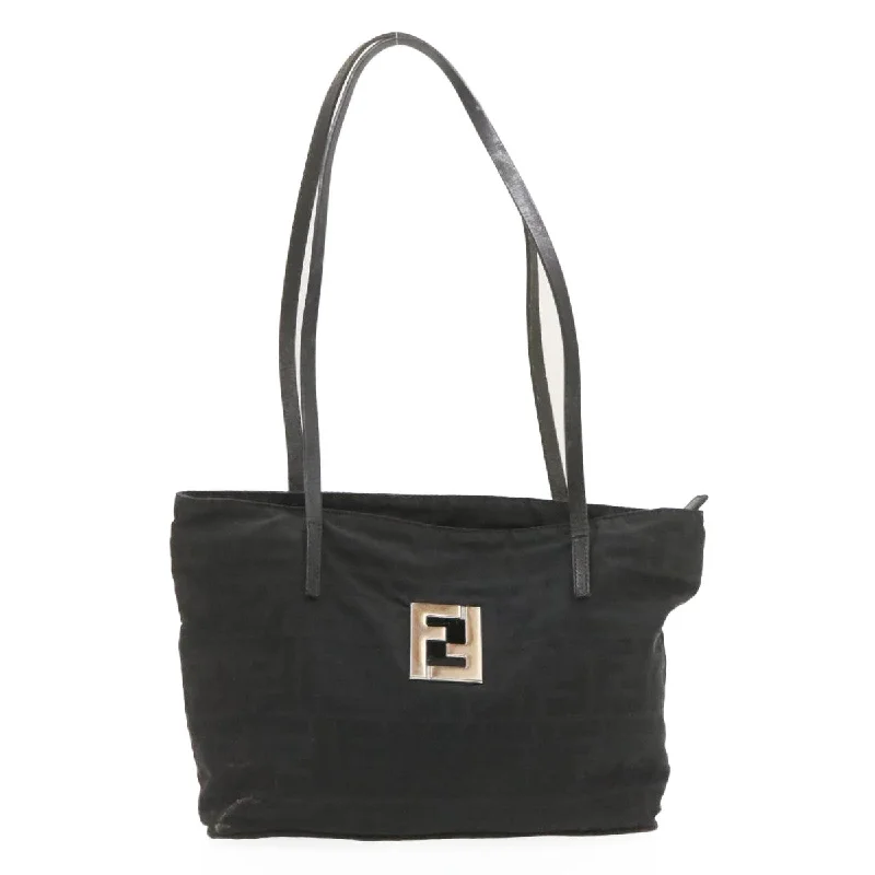 Fendi bags with a detachable camera holder for photography enthusiastsFENDI Zucca Canvas Tote Bag Black Auth rd1651