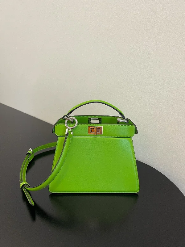 Fendi tote bags with a snap - button closure and a decorative charm for a fashionable and personalized lookFendi Peekaboo ISeeU Petite Chartreuse Small Bag For Woman 20cm/8in