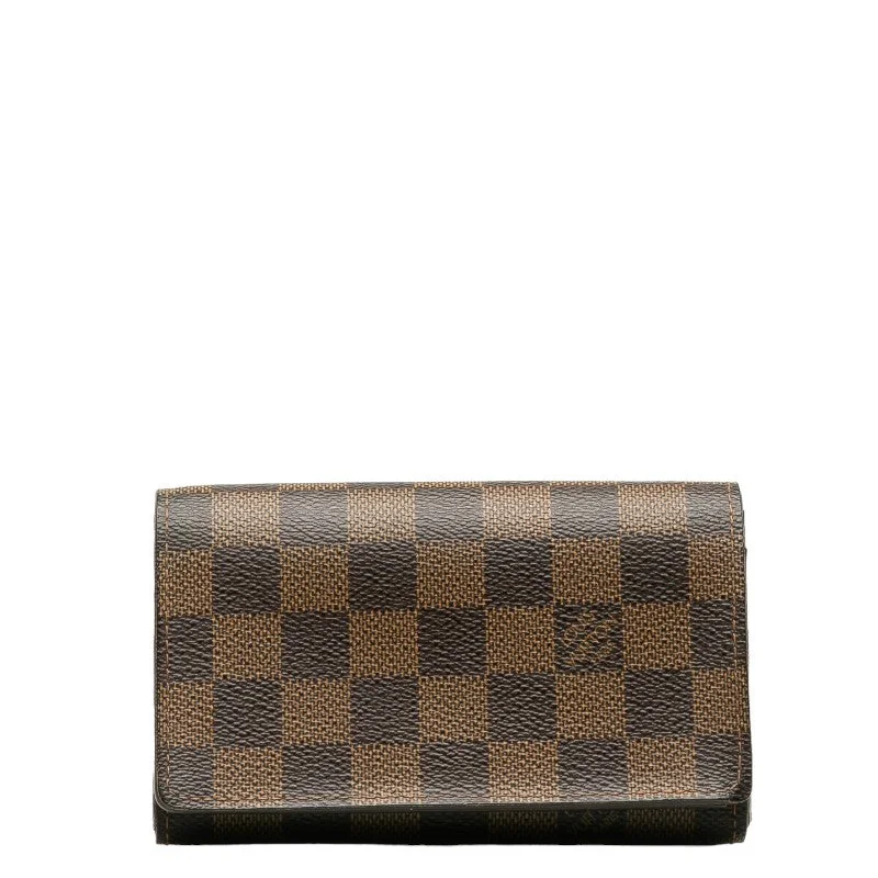 Louis Vuitton crossbody bags with adjustable shoulder straps for comfortLouis Vuitton Damier Portefeuil Monet Vier Tresol Bi-Fold Wallet N61736 Brown