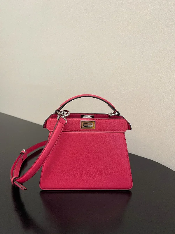 Fendi handbags with a metallic - finish FF logo for a bold and glamorous lookFendi Peekaboo ISeeU Petite Pink Bag Small For Woman 20cm/8in