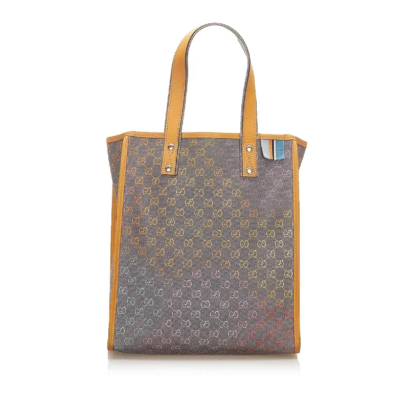 Ladies Gucci handbags with a detachable coin purse insideGucci GG Denim Web Loop Tote Bag (SHG-18539)