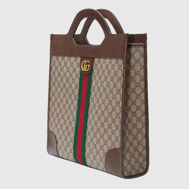 Women Gucci bags with a front - flap pocket for quick - access itemsGucci Ophidia GG Medium Top Handle Tote