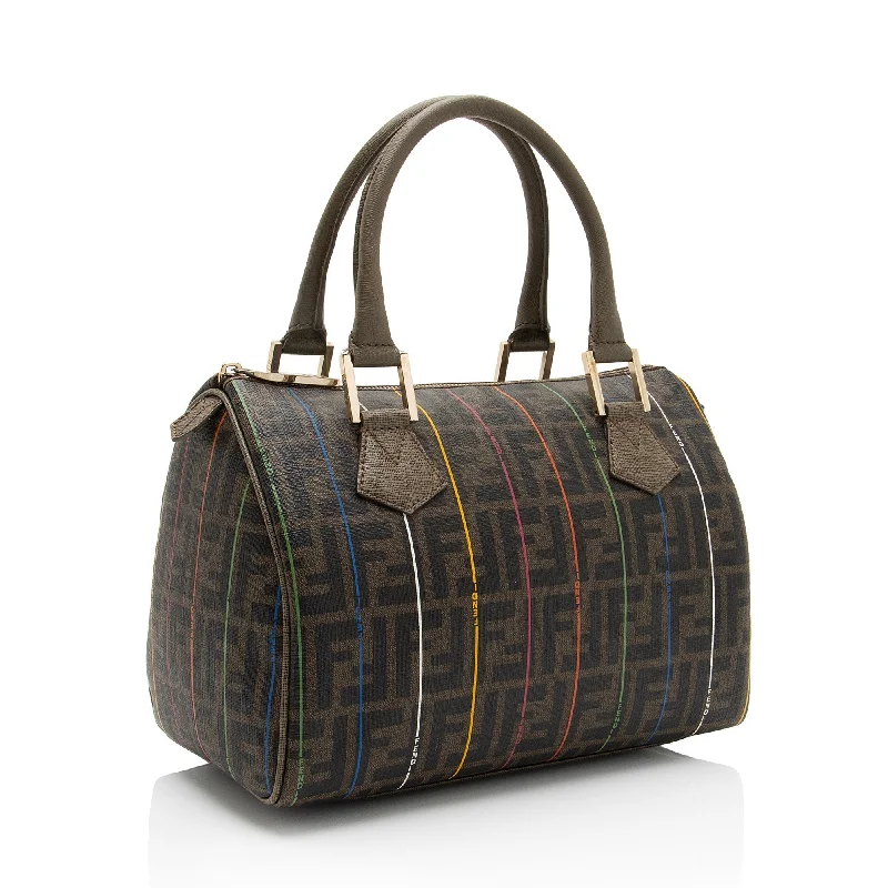 Fendi tote bags with a printed Fendi logo on the front for high brand visibilityFendi Zucca Striped Boston Bag (SHF-r1Jr6D)