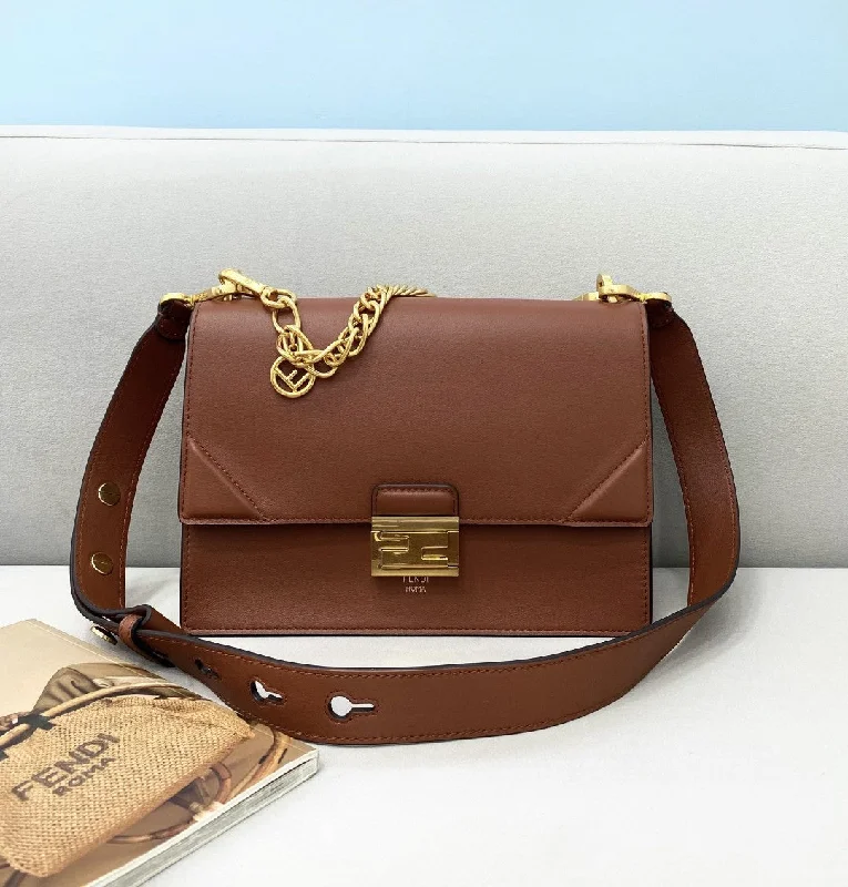 Fendi backpacks with a retractable handle for easy transportationFendi Kan U Small Brown Bag For Woman 25cm/9.5in