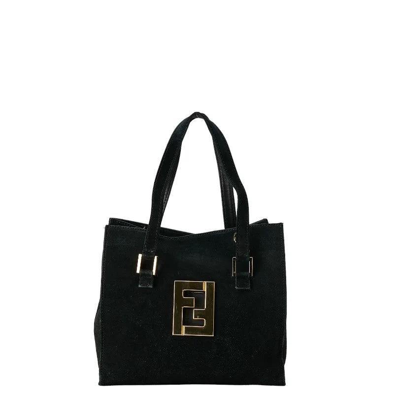 Fendi Baguette bags with a studded leather trim for a bold and edgy lookFendi FF Logo Tote Bag Shoulder Bag 2WAY Black   Fendi