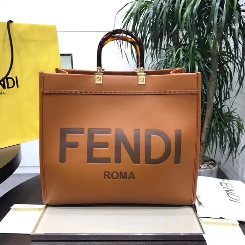 Fendi By The Way bags with a printed map pattern for a travel - inspired lookFendi Sunshine Large Tote Bag Brown