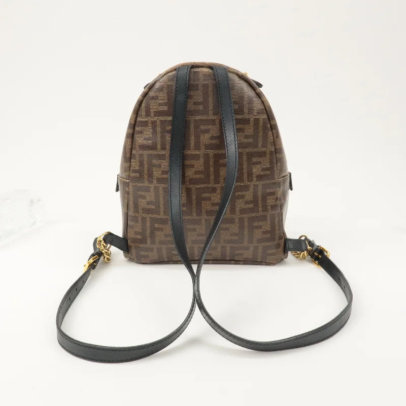 Ladies Fendi Baguette bags with a star - shaped charm for a playful and trendy touchFENDI Zucca Print PVC Leather Chain Back Pack Brown 8BZ038