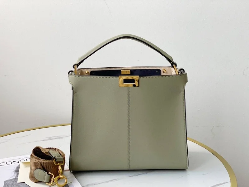 Fendi By The Way bags with a 3D - printed FF logo for a modern and textured lookFendi Peekaboo X-Lite Tote Medium Beige Bag For Woman 30cm/12in