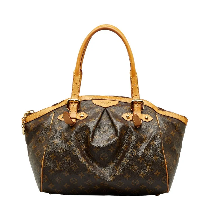 Louis Vuitton bags with a detachable mirror inside for on - the - go touch - upsLouis Vuitton Monogram Tivoli GM Handbag M40144 Brown