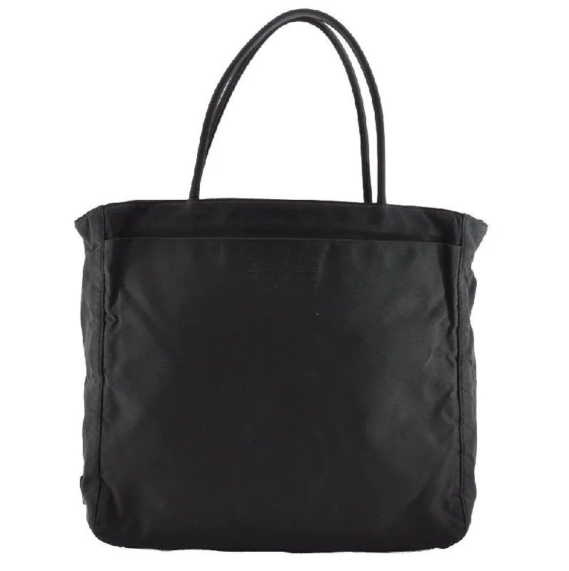 Ladies Prada shoulder bags with a magnetic - closure flap for easy opening and closingAuthentic PRADA Vintage Nylon Tessuto Shoulder Tote Bag Black 5512I