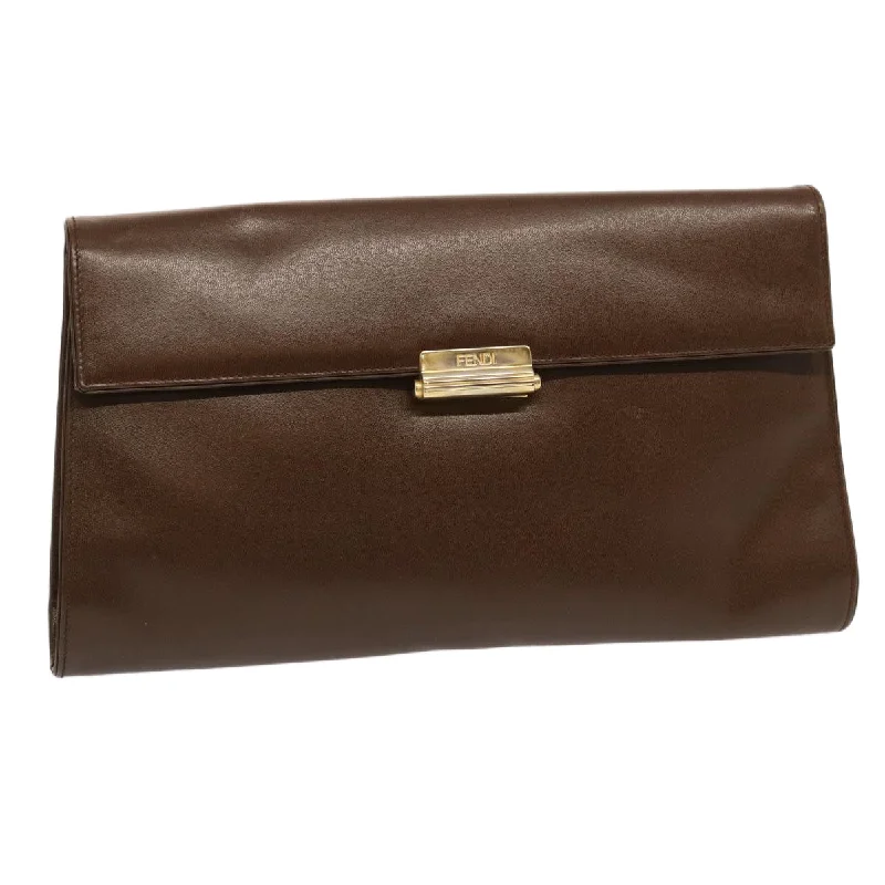 Fendi bags with a zippered interior pocket for separating items and keeping them organizedFENDI Shoulder Bag Leather Brown  yk11948