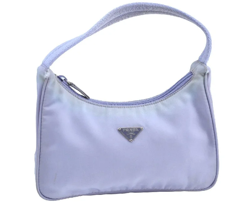 Prada Cahier bags with a detachable shoulder strap for versatile carryingAuthentic PRADA Vintage Nylon Tessuto Hand Bag Pouch Purse Purple K5964