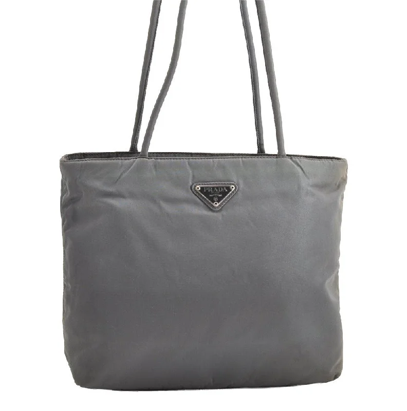 Prada bags with a chain - link trim and a leather body for a modern and stylish edgeAuthentic PRADA Vintage Nylon Tessuto Shoulder Tote Bag Purse Gray 3262I