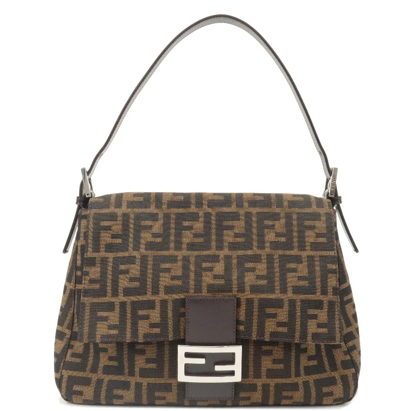 Fendi crossbody bags with a detachable coin purse for added functionality and convenienceFENDI Zucca Mamma Baguette Canvas Leather Shoulder Bag 26325