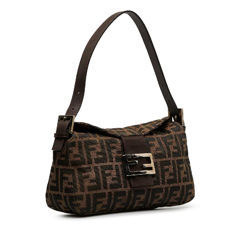 Fendi By The Way bags with a leather - wrapped drawstring for a luxurious and tactile feelFENDI Zucca Double Flap Baguette