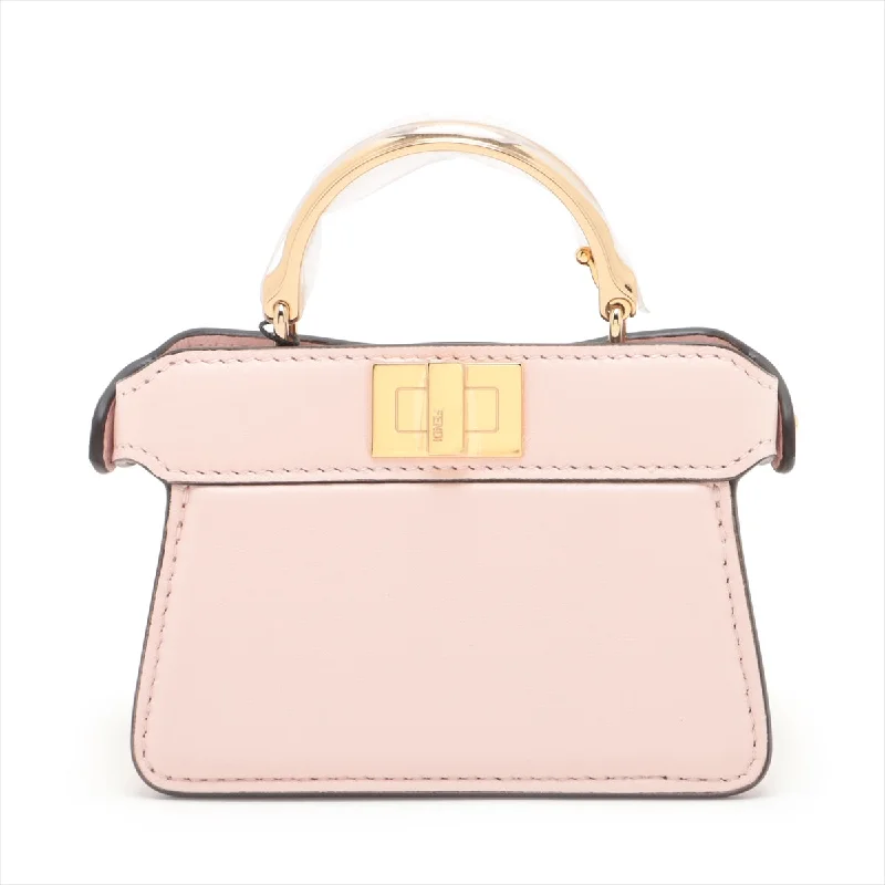 Fendi backpacks with a multi - pocket organization for better functionalityFendi Micro Icy Yu Peacebu Leather 2WAY Handbag Pink