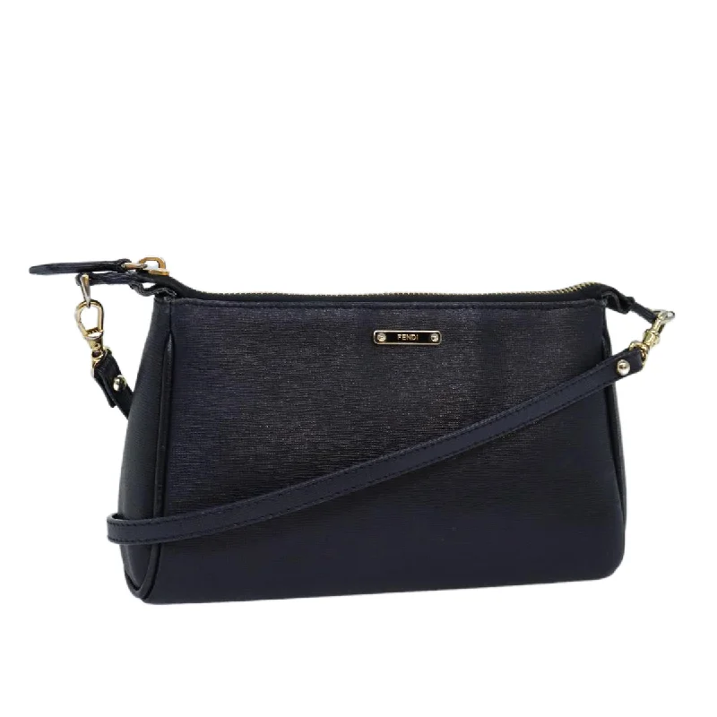 Fendi bags with a back - zip pocket for storing valuables securelyFENDI Shoulder Bag Leather Black  bs14132