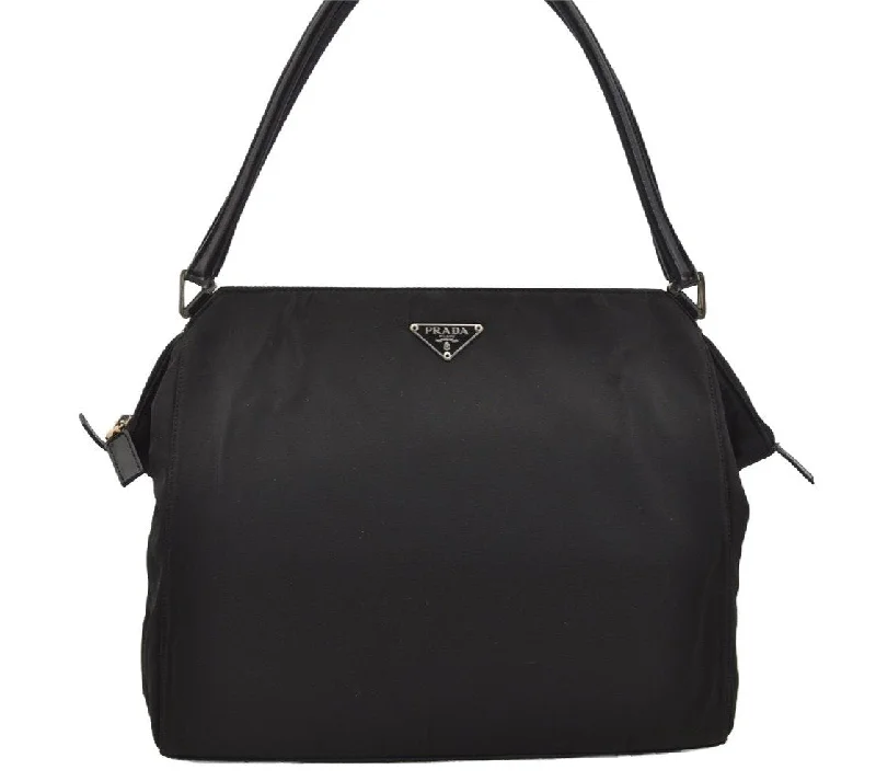 Ladies Prada Galleria bags with a detachable shoulder strapAuthentic PRADA Vintage Nylon Tessuto Leather Shoulder Hand Bag Black 4003I