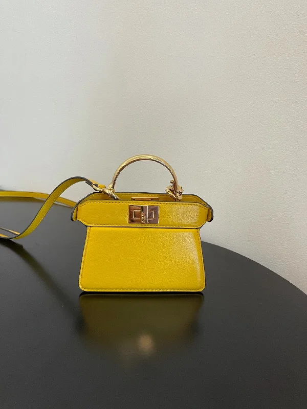 Fendi crossbody bags with a convertible strap that can be worn multiple waysFendi Peekaboo ISeeU Petite Yellow Micro Bag For Woman 11cm/4.5in