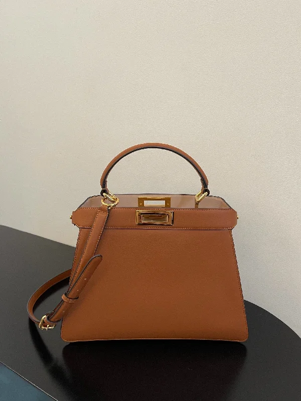 Fendi Sunshine Shopper bags with a contrast - stitched handle for a unique and stylish lookFendi Peekaboo ISeeU Petite Brown Small Bag For Woman 20cm/8in