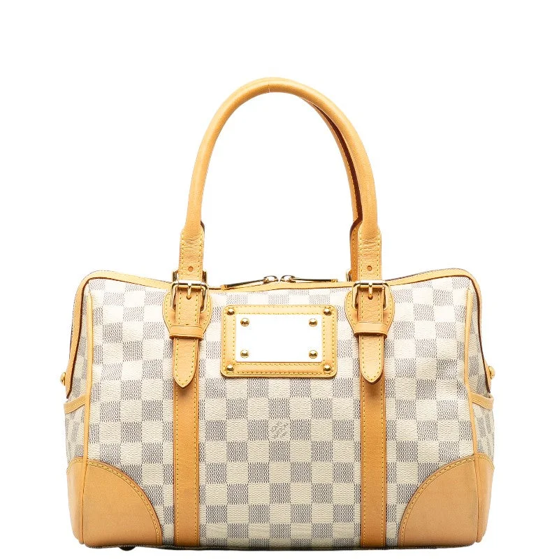 Louis Vuitton handbags with a back - zip pocket for storing valuablesLouis Vuitton Damier Azur Berkeley Boston Bag N52001 White