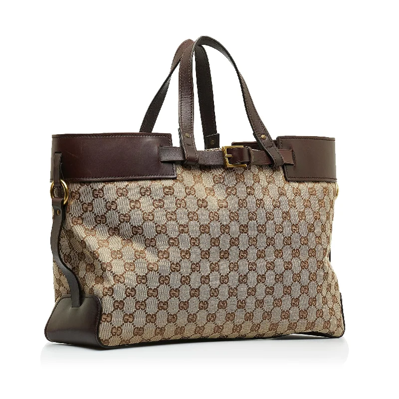 Women Gucci bags with a zip - around closure for securityGucci GG Canvas Tote Bag (SHG-enbJFe)