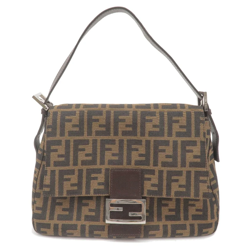 Fendi bags with a built - in USB charging port for keeping devices powered on the goFENDI Zucca Mamma Baguette Canvas Leather Shoulder Bag 26325