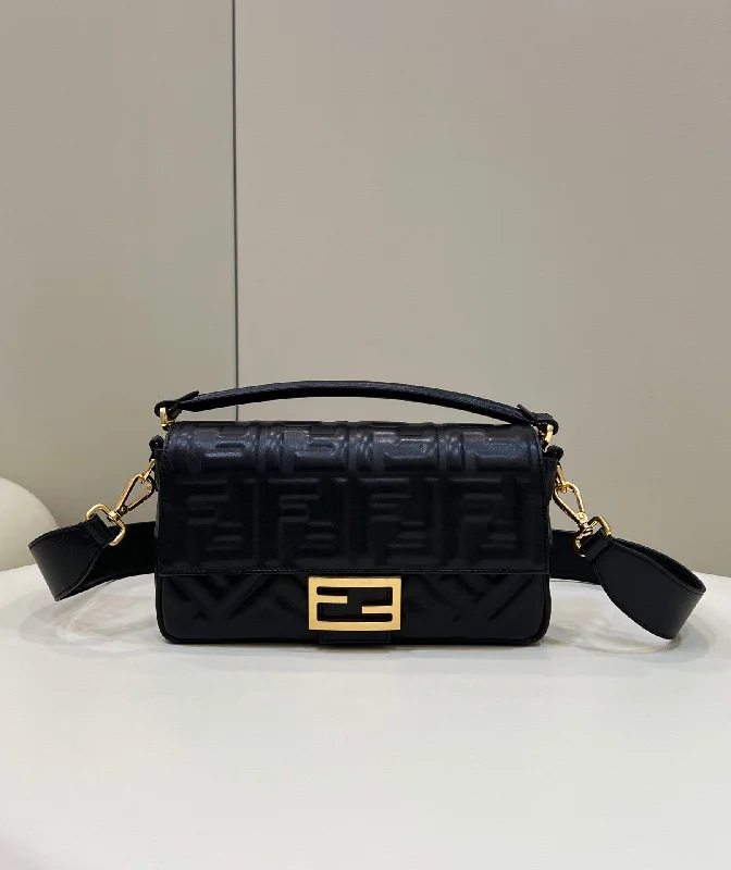 Fendi By The Way bags with a leather - wrapped drawstring for a luxurious and tactile feelFendi Baguette Black Crossbody Bags