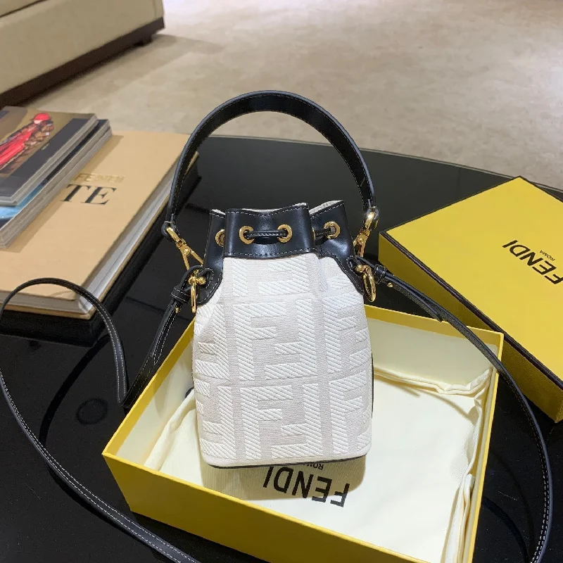 Fendi Sunshine Shopper bags with a structured silhouette and a magnetic - snap closureFendi Mon Tresor White Canvas For Women