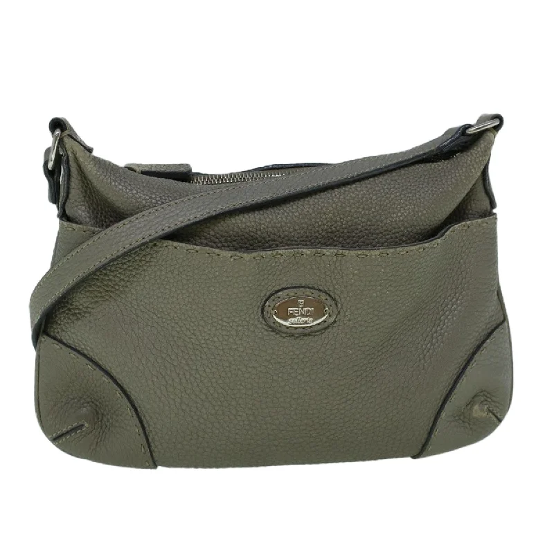 Fendi bags with a chain - link trim and a leather body for a modern and edgy lookFENDI Shoulder Bag Leather Gray  60425