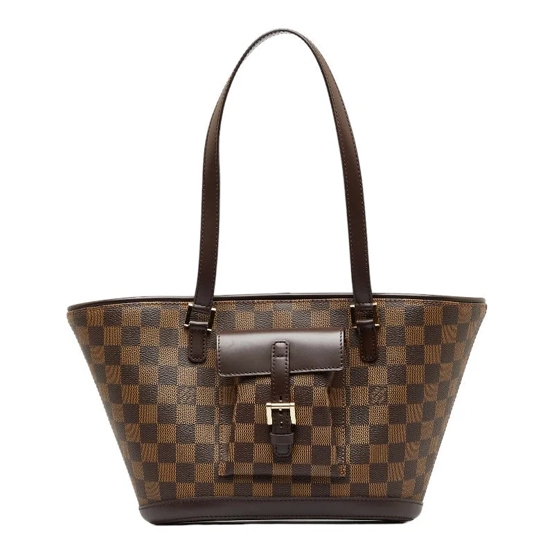 Ladies Louis Vuitton Capucines bags with gold - toned hardwareLouis Vuitton Damier Manosque PM Handbag Tote Bag N51121 Brown