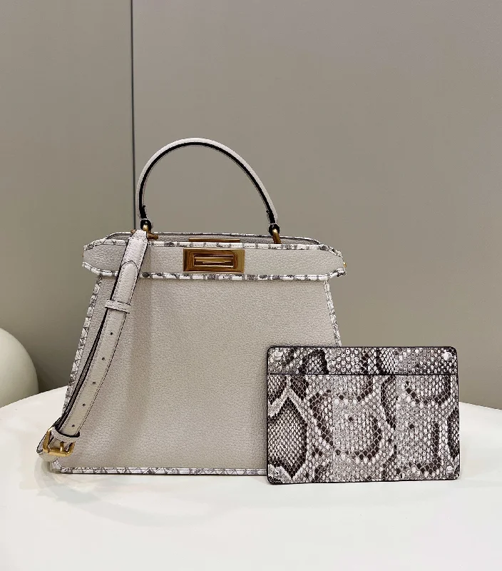 Fendi bags with a front - flap pocket and a turnlock for a classic and elegant aestheticFendi Peekaboo ISeeU Medium Ivory