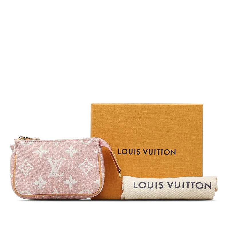 Louis Vuitton bags with a detachable mobile phone holder for convenienceLouis Vuitton Jacquard Micro Pochette Accessoires M81176 Pink Denim