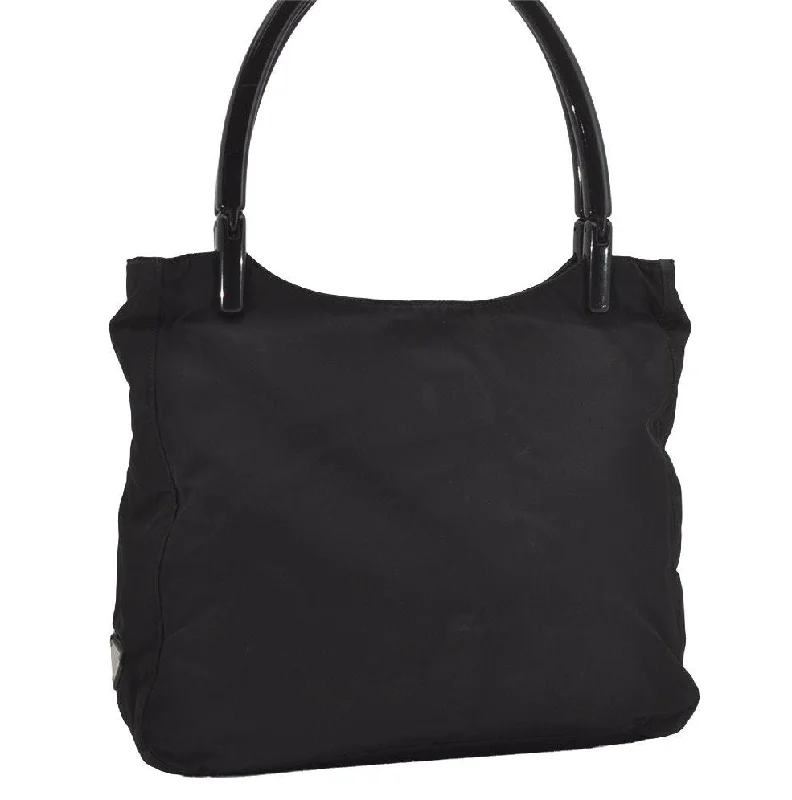 Ladies Prada Galleria bags with a textured leather surface for a more tactile lookAuthentic PRADA Vintage Nylon Tessuto Plastic Shoulder Hand Bag Black 5308I