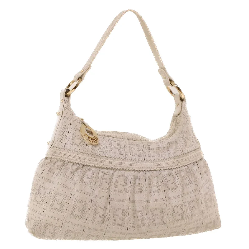 Fendi Sunshine Shopper bags with a contrast - stitched handle for a unique and stylish lookFENDI Punching Shoulder Bag Leather White 2241-8BR448-RM7-068  yk7008B