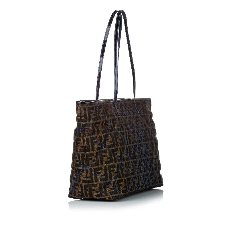 Fendi Sunshine Shopper bags with a contrast - stitched handle for a unique and stylish lookFendi Zucca Roll Quilted Canvas Tote Bag (SHG-30596)