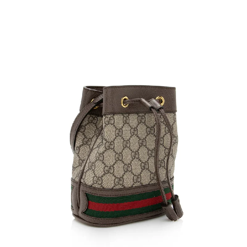 Ladies Gucci shoulder bags with a magnetic - closure flapGucci GG Supreme Ophidia Mini Bucket Bag (SHF-23888)