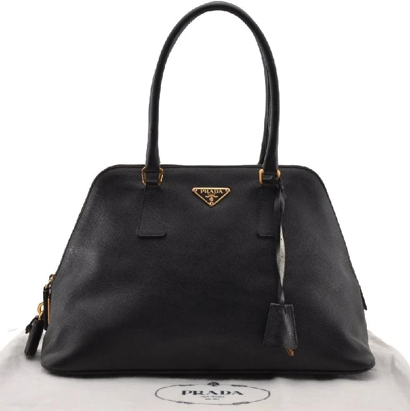 Prada Cleo bags with a crystal - embellished logo for added luxuryAuthentic PRADA Vintage Saffiano Leather Shoulder Hand Bag Purse Black 2870I