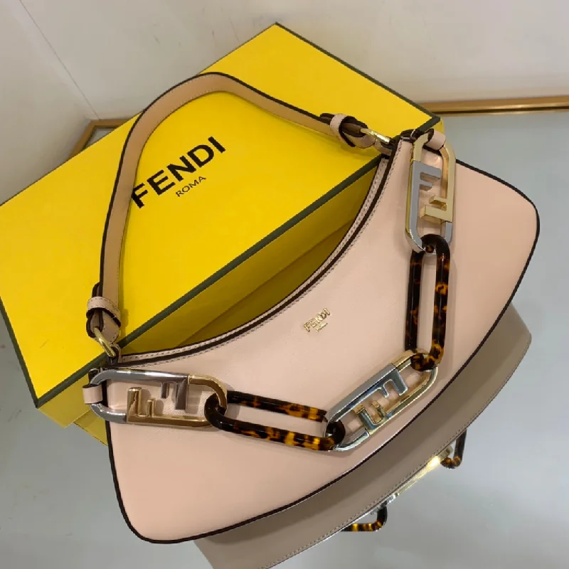 Ladies Fendi Peekaboo bags with a hand - carved leather detail for a unique and artisanal touchFendi O’Lock Swing Camellia Bag