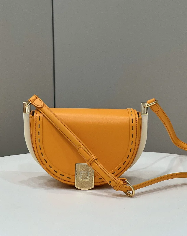 Fendi By The Way bags with a large capacity and a drawstring closureFendi Moonlight Saddle Orange Bag For Woman 19cm/7.5in