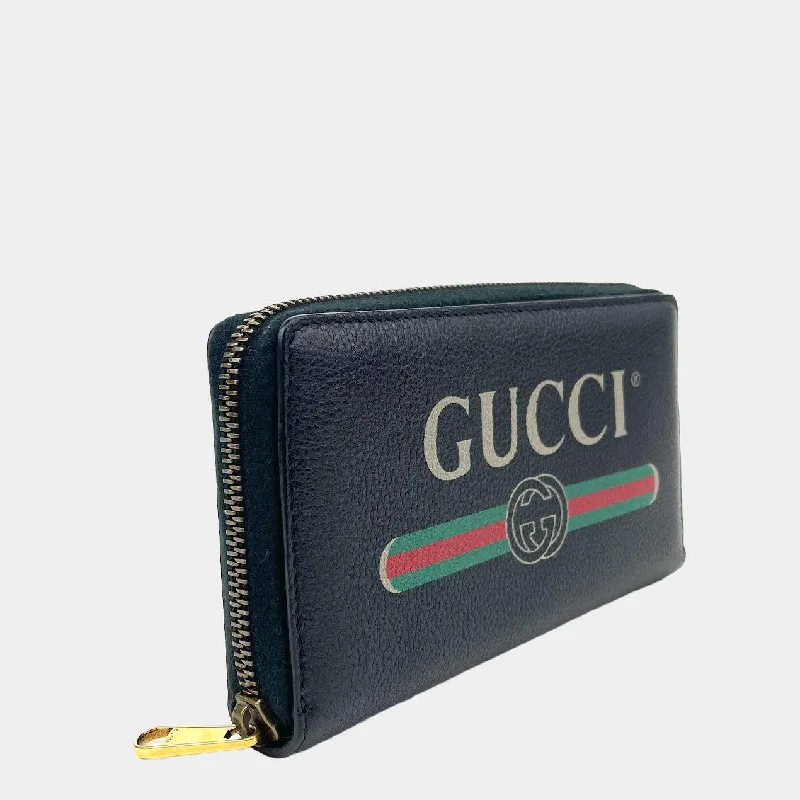 Women Gucci Sylvie bags featuring the signature web stripeGUCCI Logo Zip Around Leather Wallet - Black