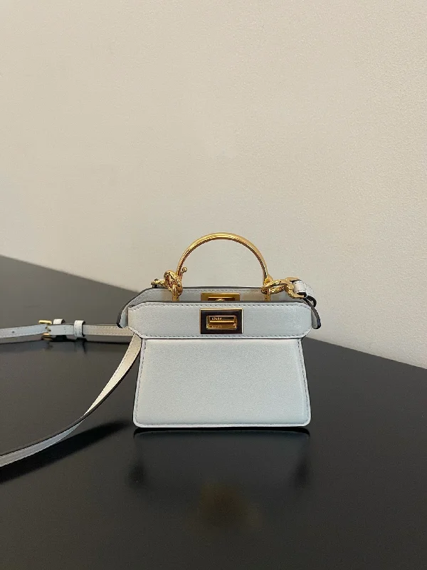 Fendi bags with a leather - bound notebook insert for jotting down notesFendi Peekaboo ISeeU Petite White Micro Bag For Woman 11cm/4.5in