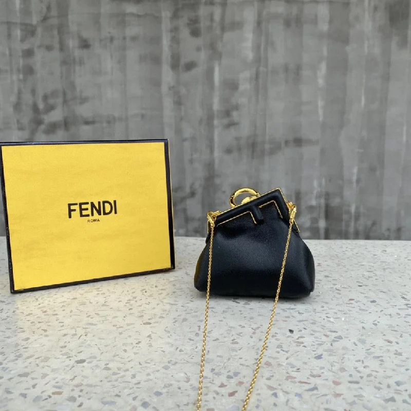 Fendi backpacks with a built - in rain cover for protection in wet weatherFendi Nano Fendirst Charm Black Bag For Woman 10cm/4in