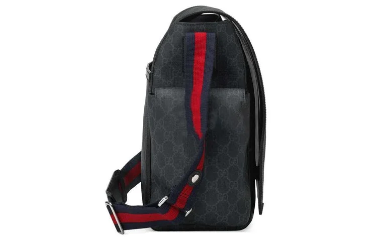 Gucci handbags for women with a back - zip pocketGUCCI Logo Stripe Messenger Bag Gray Black 495909-K5RLN-1095