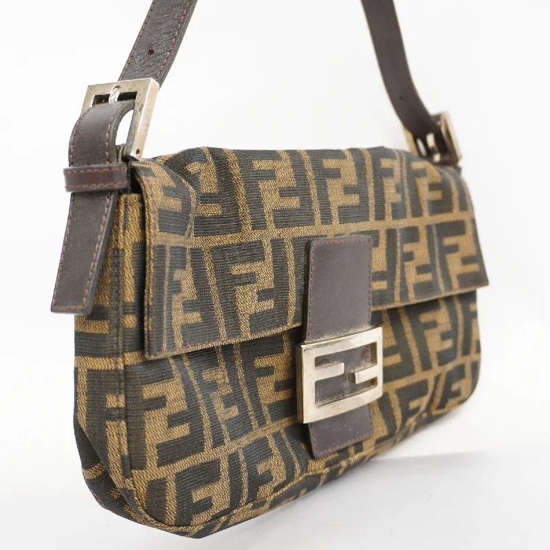 Ladies Fendi shoulder bags with a quilted leather exterior for a luxurious and cozy lookFENDI  Zucca Mamma Bucket Women's Nylon Canvas Handbag Brown