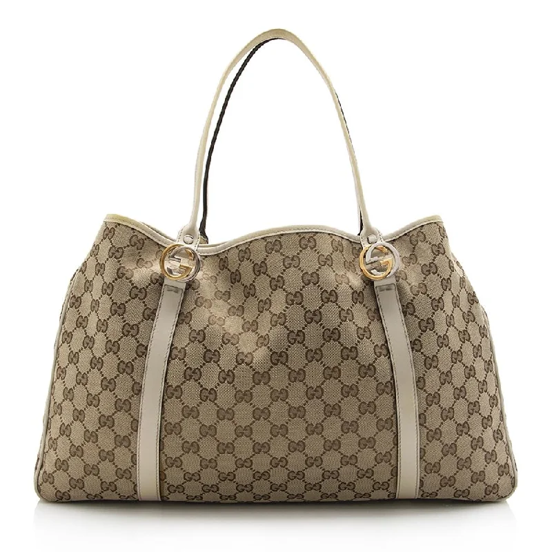 Gucci handbags for women with a metal - framed claspGucci GG Canvas Twins Large Tote (SHF-13976)