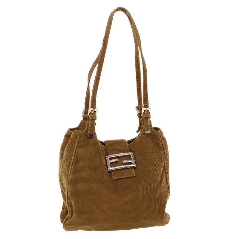 Fendi tote bags with a solar - powered charging panel for eco - friendly chargingFENDI Shoulder Bag Corduroy Brown  yk6963