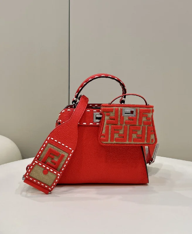 Fendi bags with a detachable sunglass holder for easy access to eyewearFendi Peekaboo Small Red Bag For Woman 23cm/9in