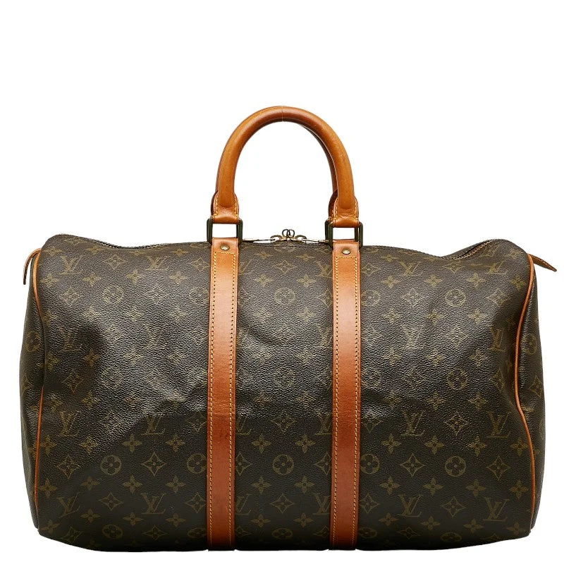 Louis Vuitton bags with a chain - link trim and a leather body for a modern edgeLOUIS VUITTON Keepall 45 in Monogram M41428